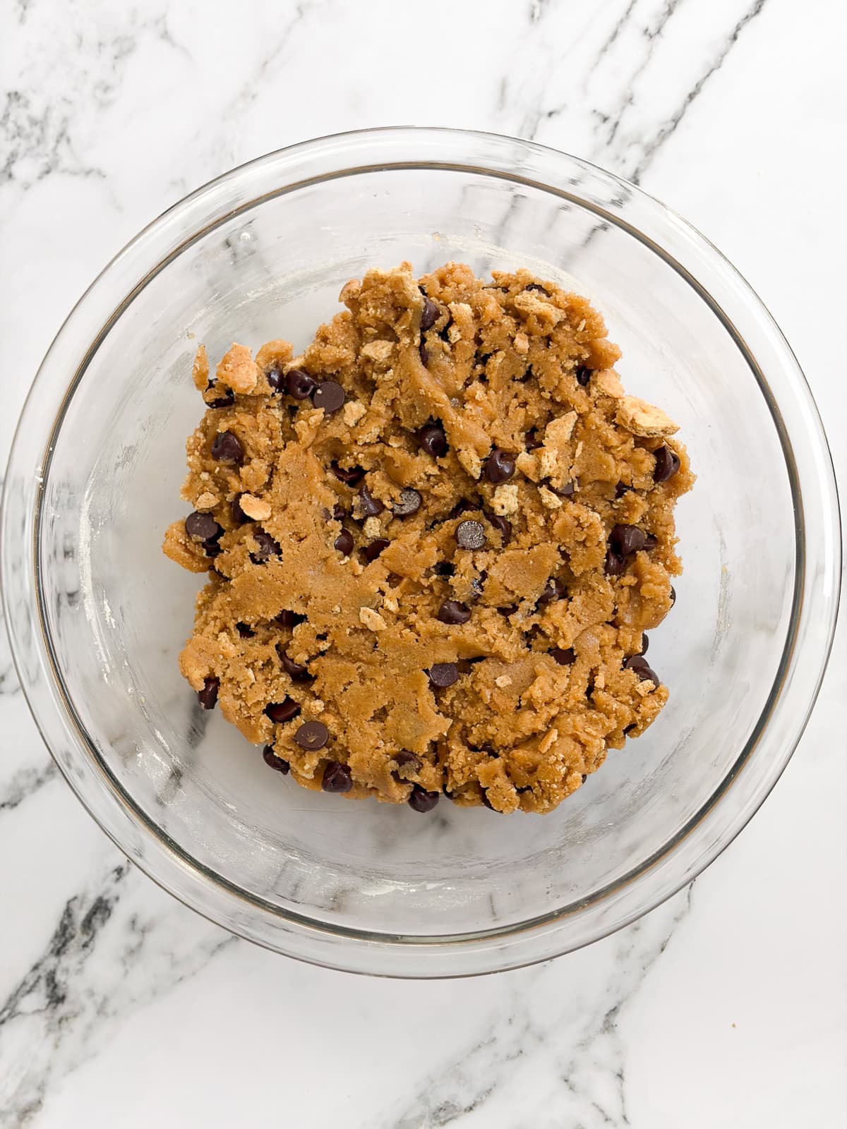 cookie dough with the graham crackers and chocolate chips