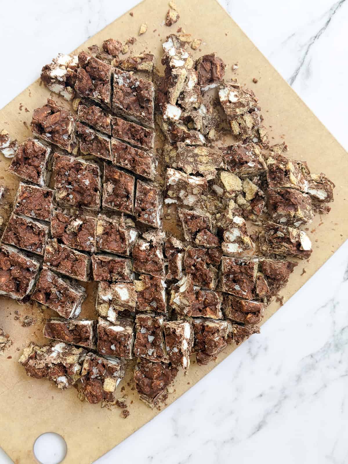 chopped up into chunks.