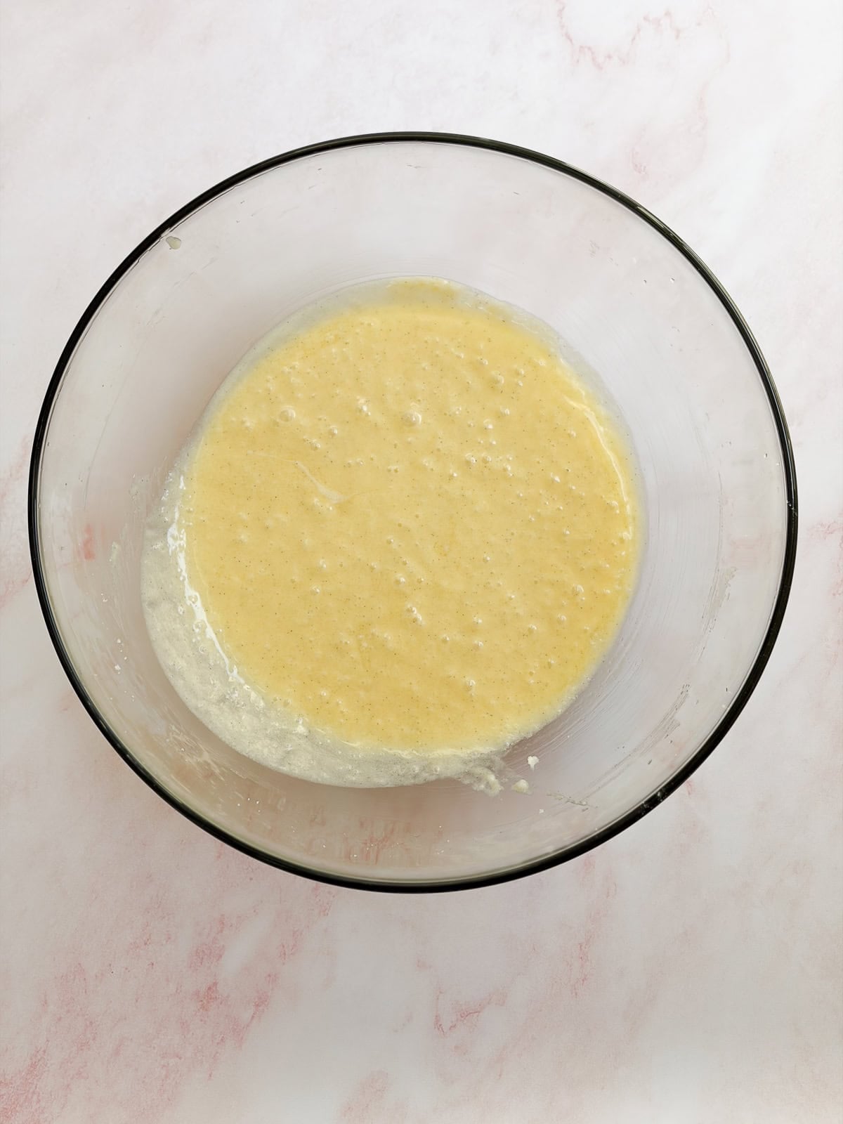 wet ingredients mixed together.