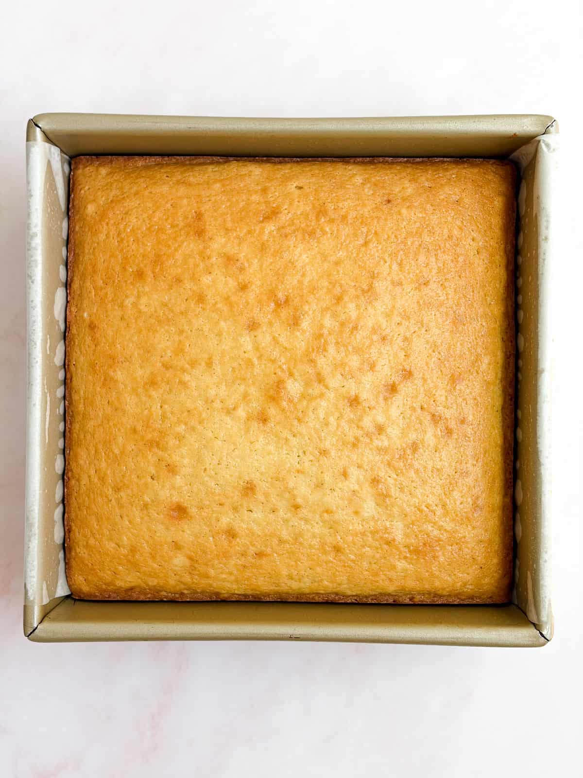 fresh vanilla cake after baking.