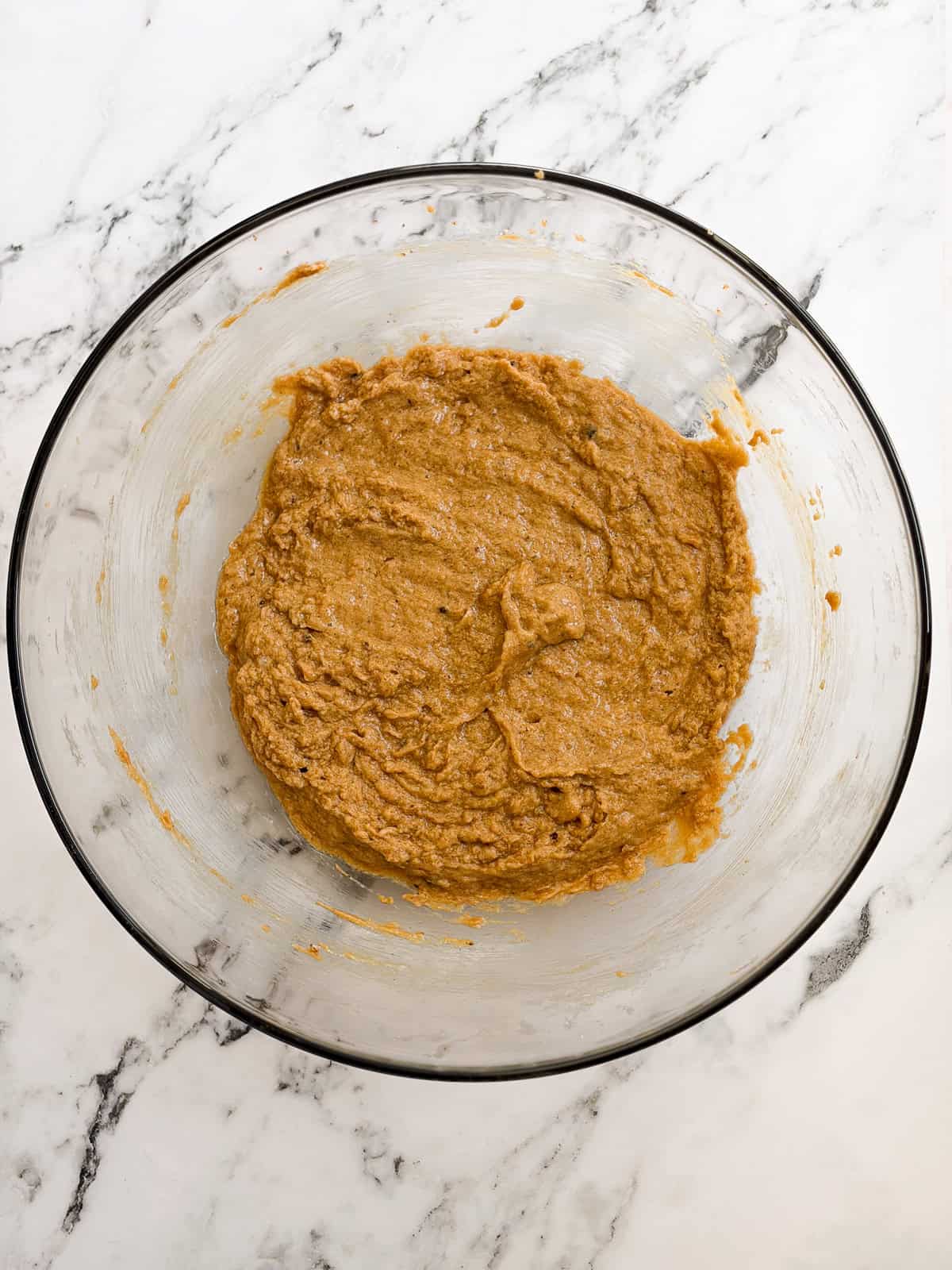 wet ingredients mixed together.