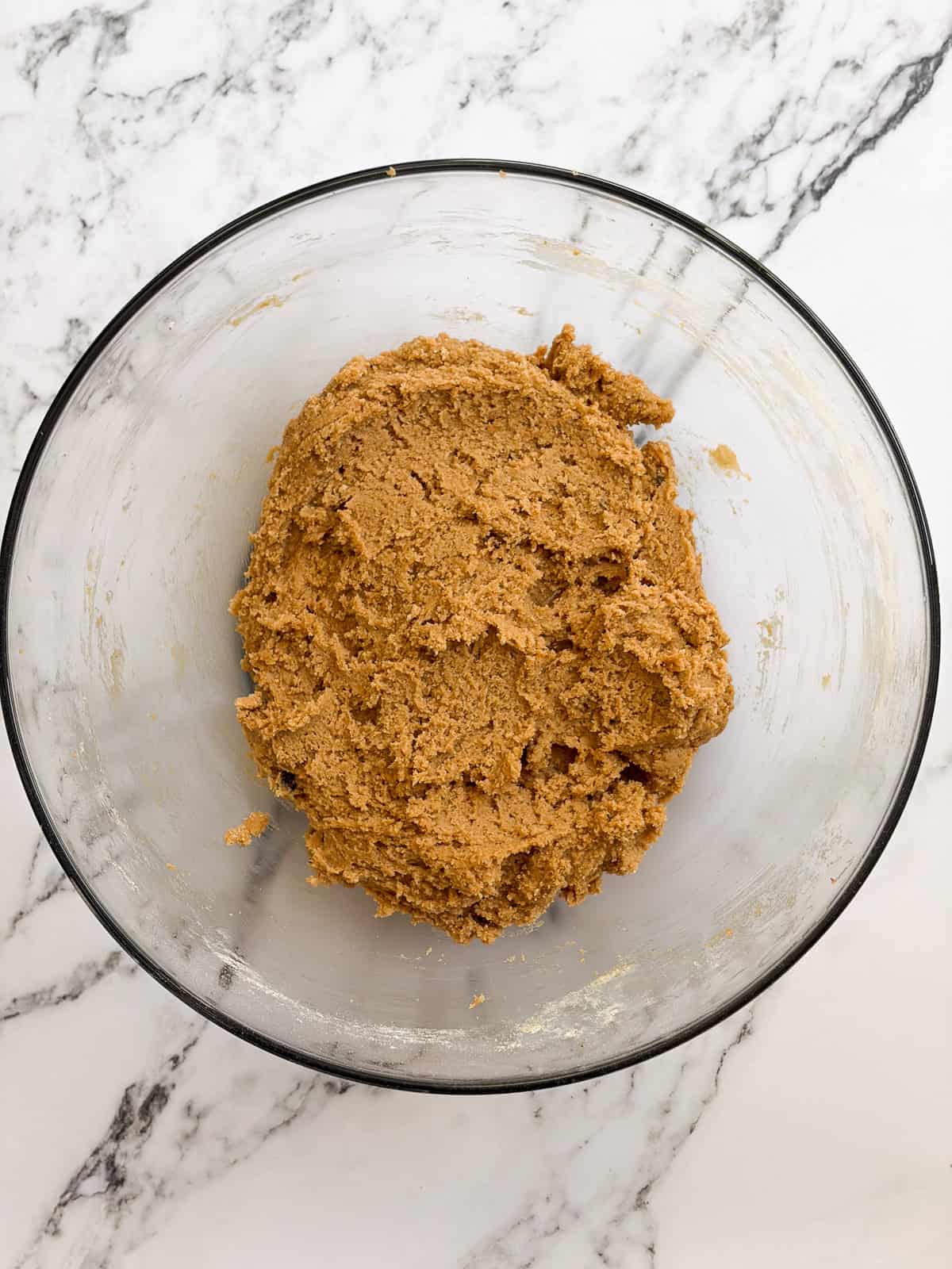 dry ingredients mixed into the cookie base.