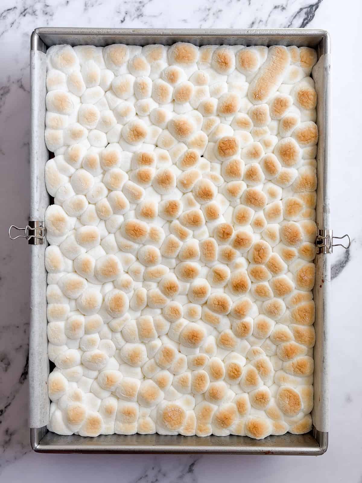 marshmallows after toasting them in the oven.
