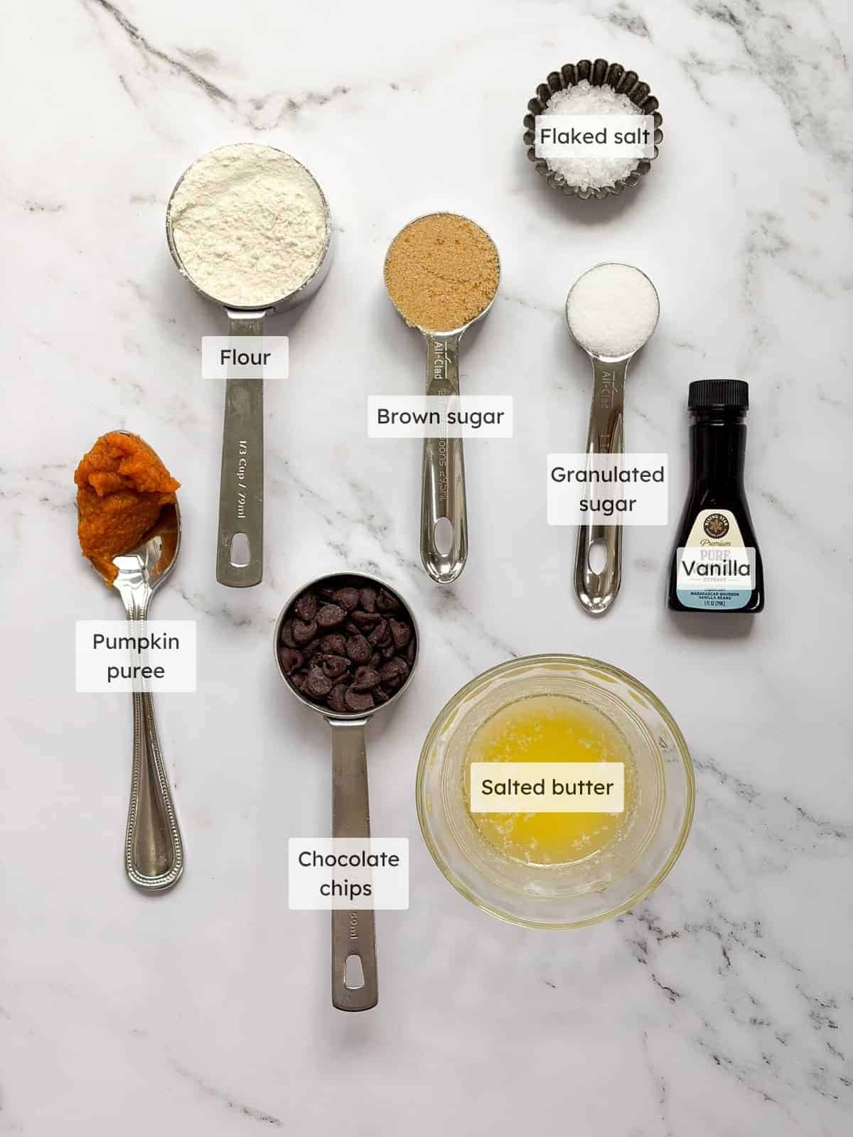 All of the ingredients needed to make a single serve pumpkin cookie.