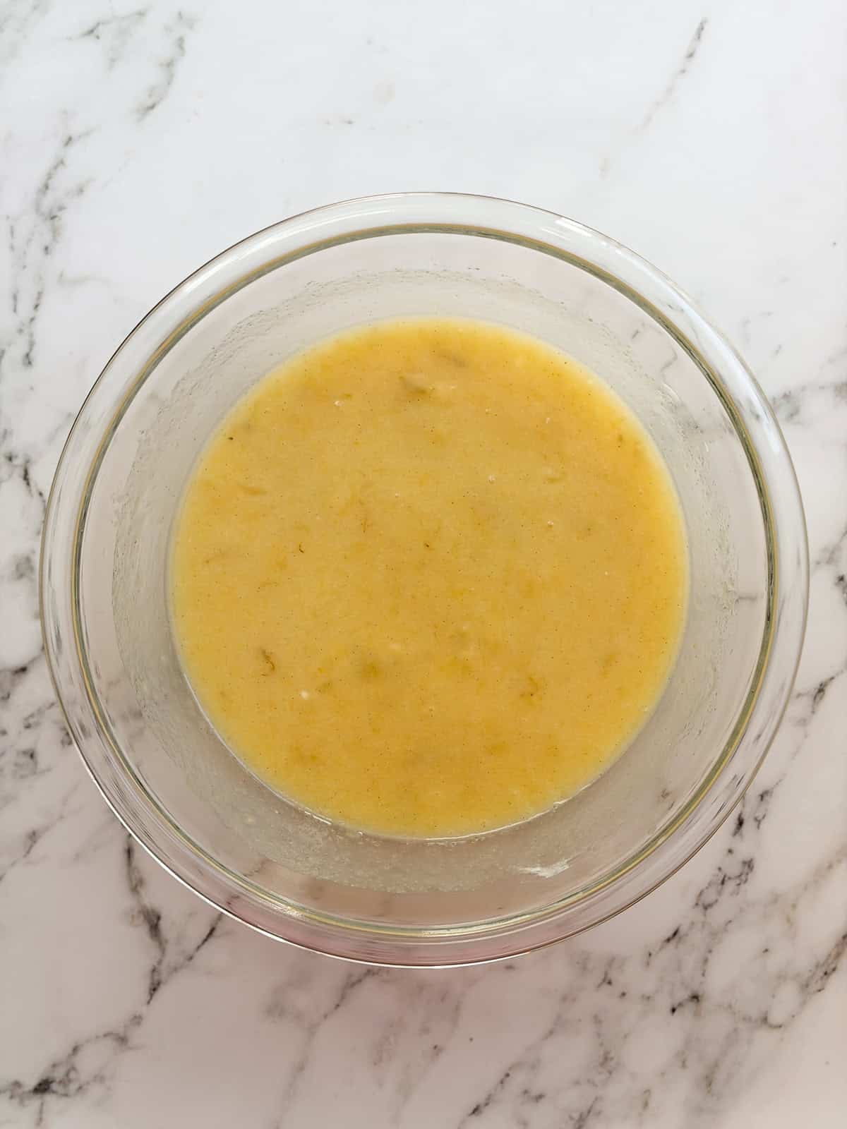 wet ingredients mixed together.