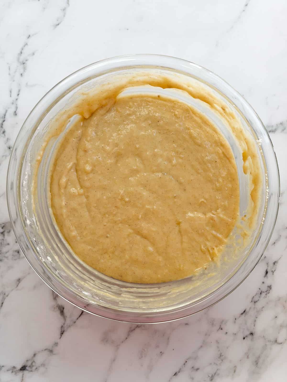 dry ingredients added and mixed in.