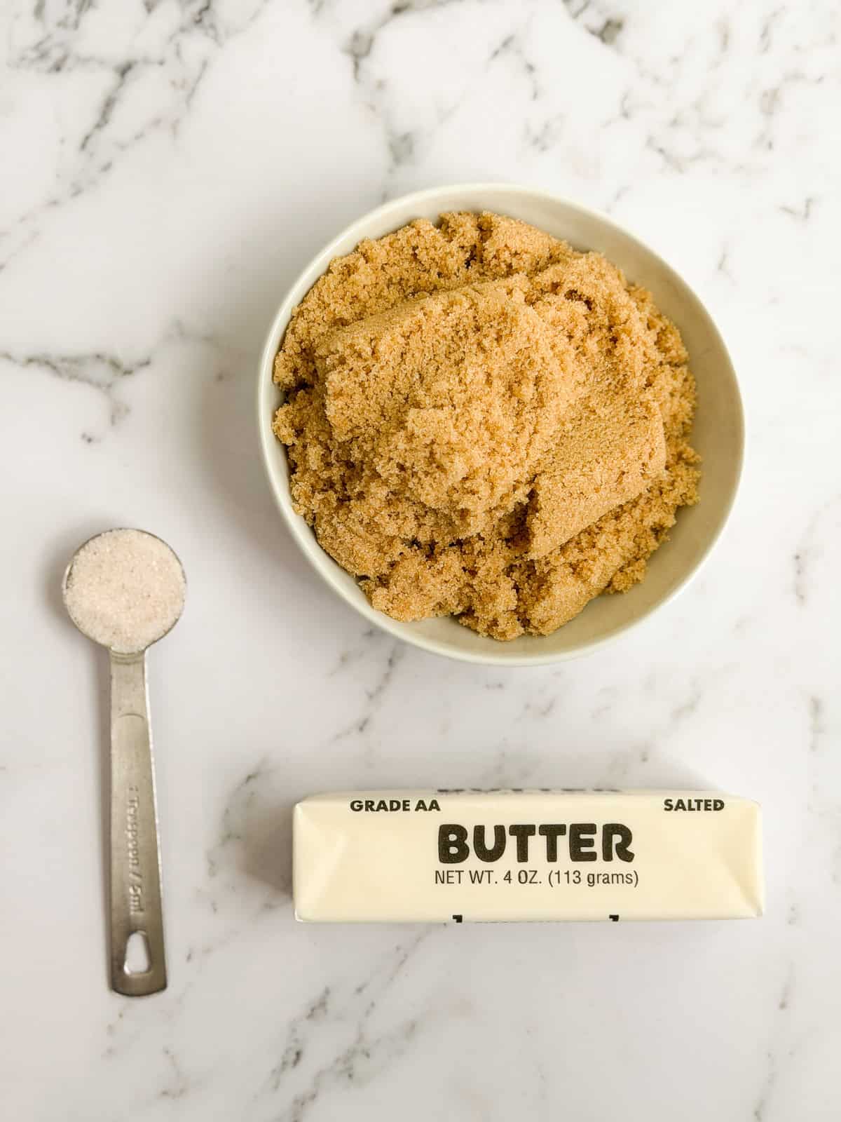 the 3 ingredients needed to make the homemade toffee bits.